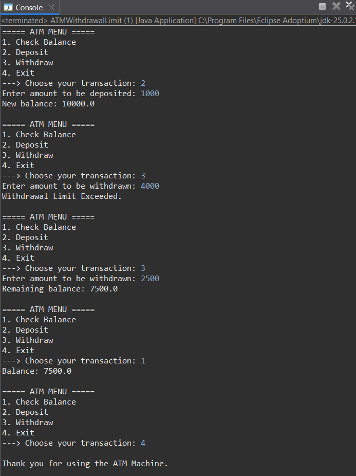 Program Output Part 1